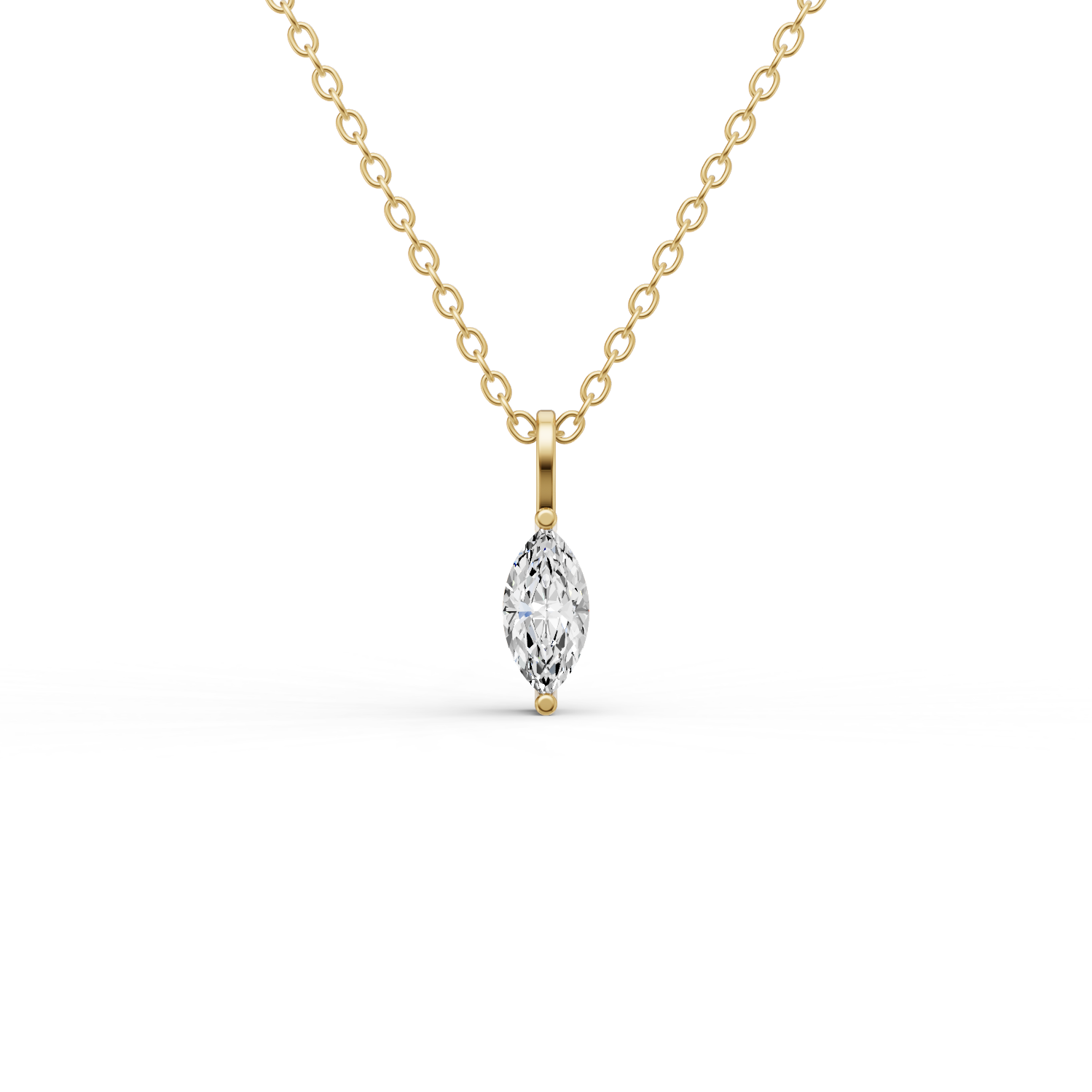 Lab Grown Marquise Shape Diamond Solitaire Pendant with Bale lab-grown diamond ring IGI certified 14K gold