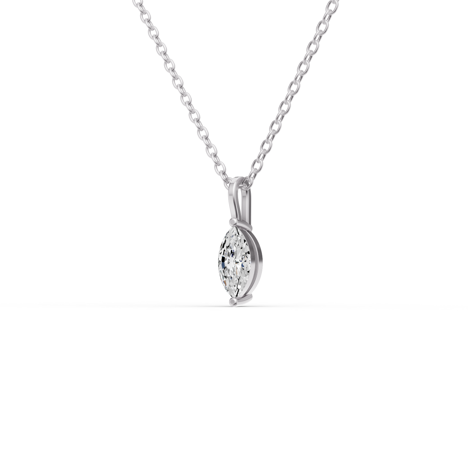 Lab Grown Marquise Shape Diamond Solitaire Pendant with Bale lab-grown diamond ring IGI certified 14K gold