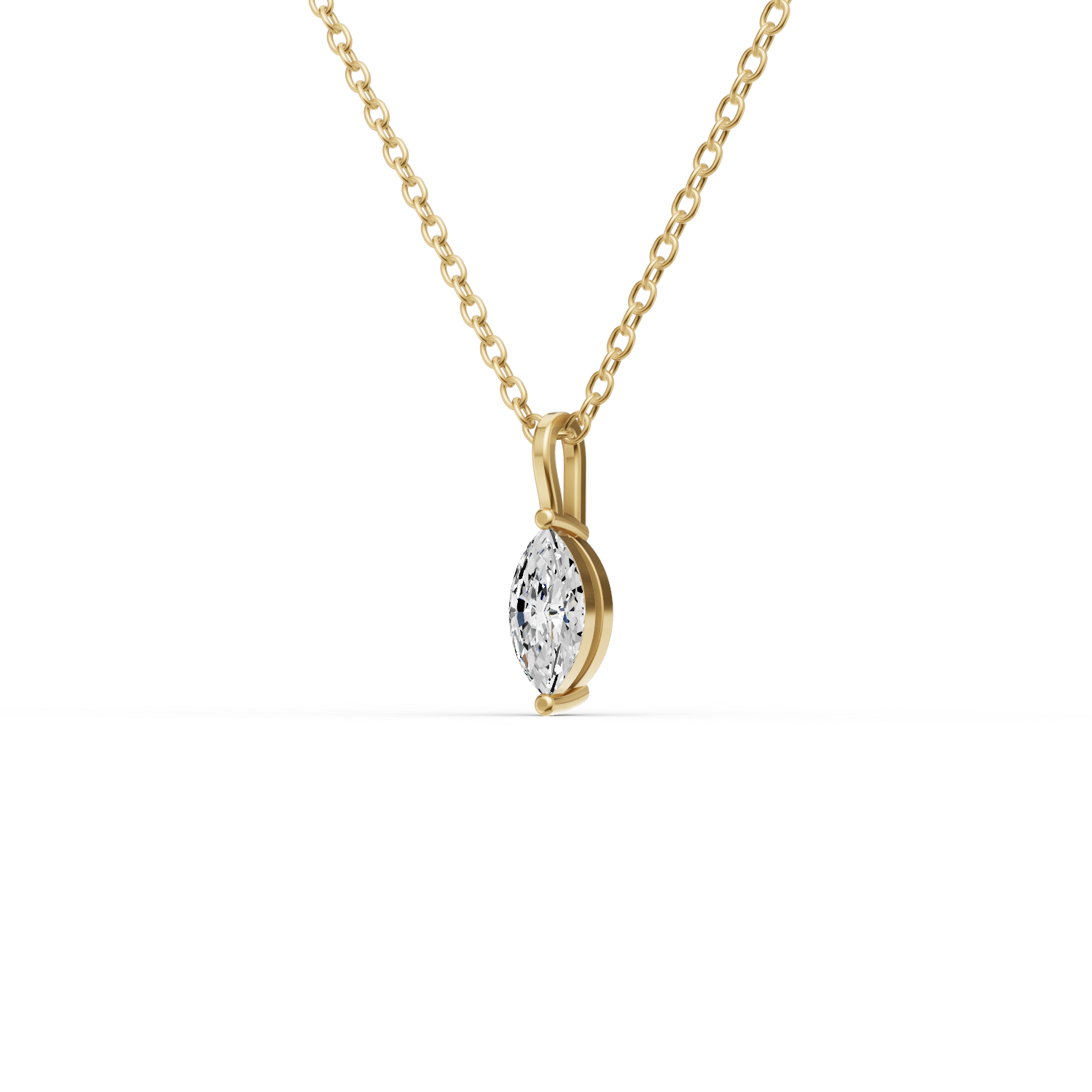 Lab Grown Marquise Shape Diamond Solitaire Pendant with Bale lab-grown diamond ring IGI certified 14K gold