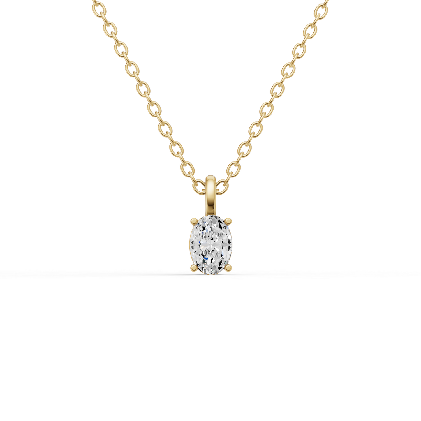 Lab Grown Oval Cut Diamond Solitaire Pendant — IGI Certified, 14K Gold lab-grown diamond ring IGI certified 14K gold