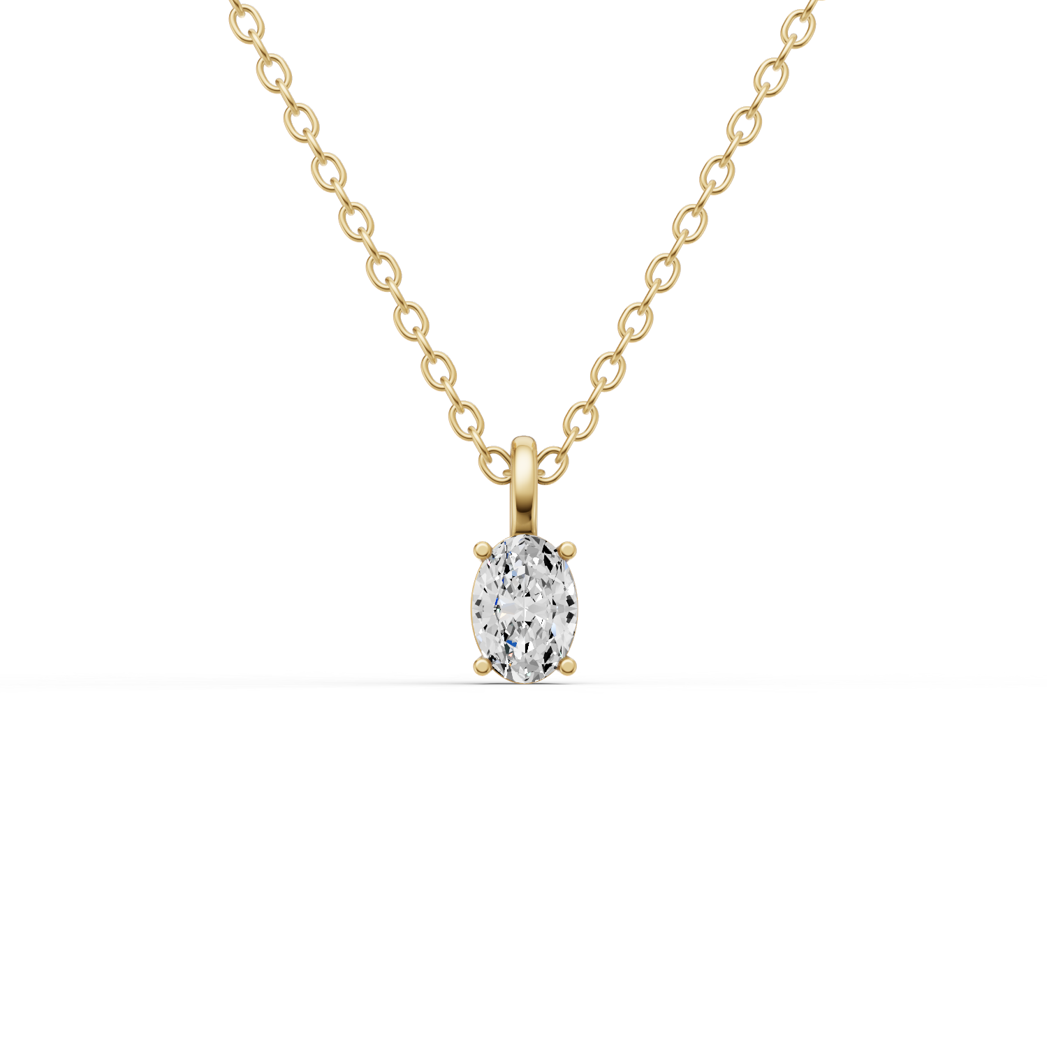 Lab Grown Oval Cut Diamond Solitaire Pendant — IGI Certified, 14K Gold lab-grown diamond ring IGI certified 14K gold