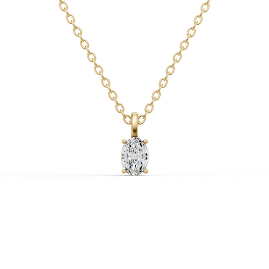 Lab Grown Oval Cut Diamond Solitaire Pendant — IGI Certified, 14K Gold lab-grown diamond ring IGI certified 14K gold