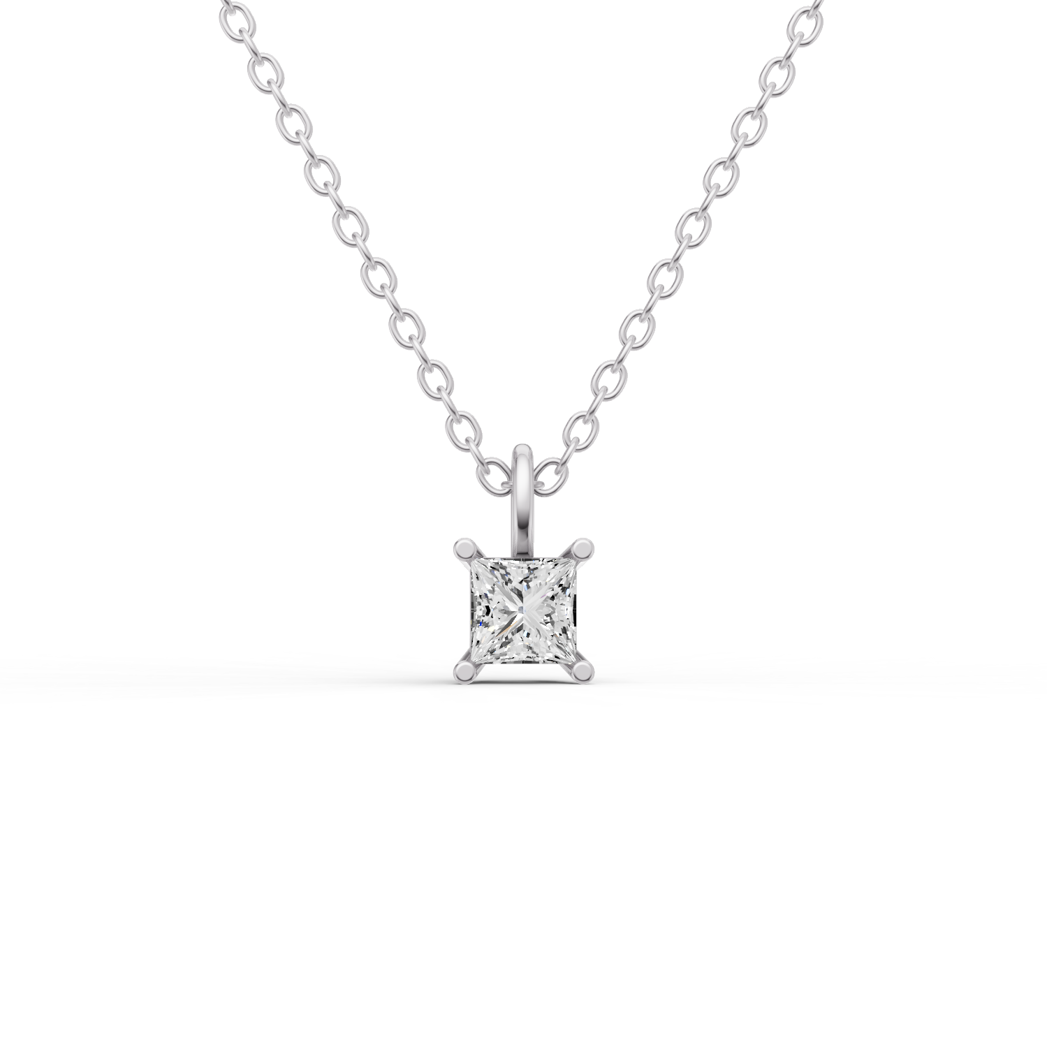 Lab Grown Princess Cut Diamond Solitaire Pendant with Bale lab-grown diamond ring IGI certified 14K gold