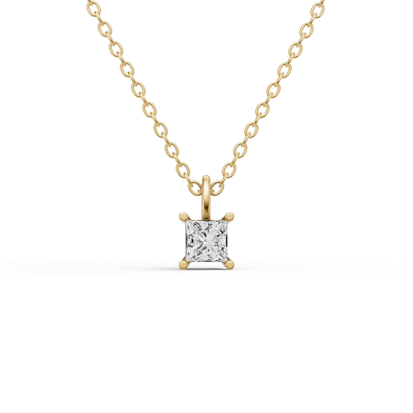 Lab Grown Princess Cut Diamond Solitaire Pendant with Bale lab-grown diamond ring IGI certified 14K gold