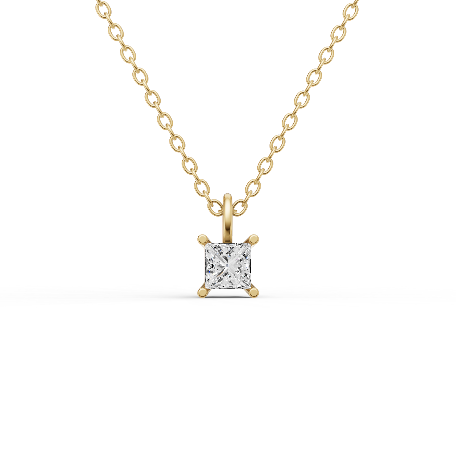 Lab Grown Princess Cut Diamond Solitaire Pendant with Bale lab-grown diamond ring IGI certified 14K gold