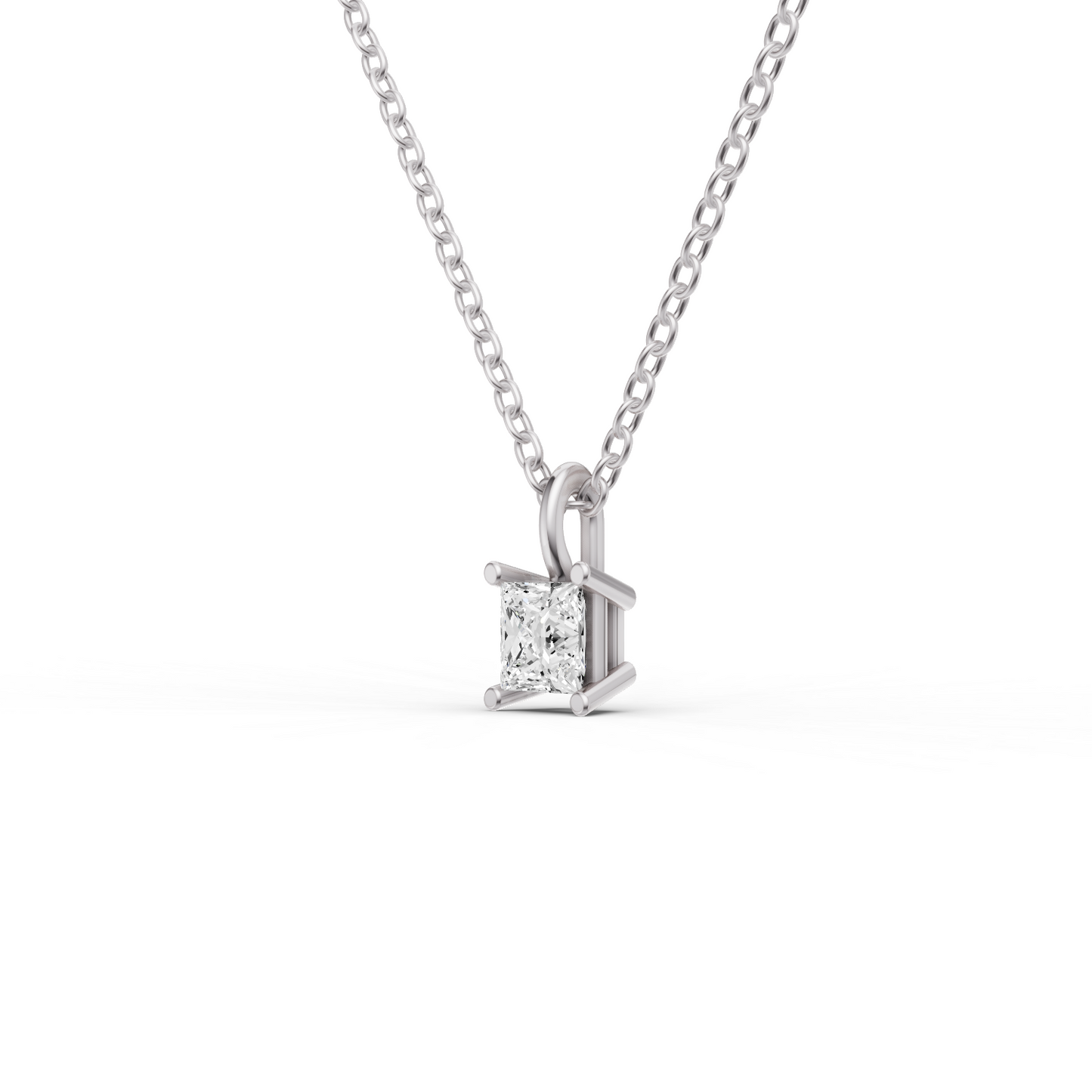 Lab Grown Princess Cut Diamond Solitaire Pendant with Bale lab-grown diamond ring IGI certified 14K gold