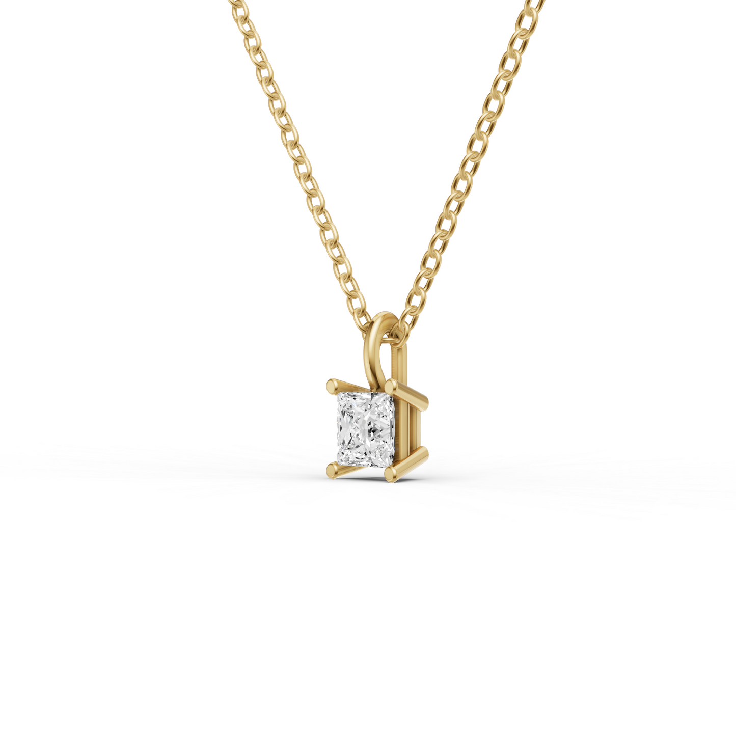 Lab Grown Princess Cut Diamond Solitaire Pendant with Bale lab-grown diamond ring IGI certified 14K gold