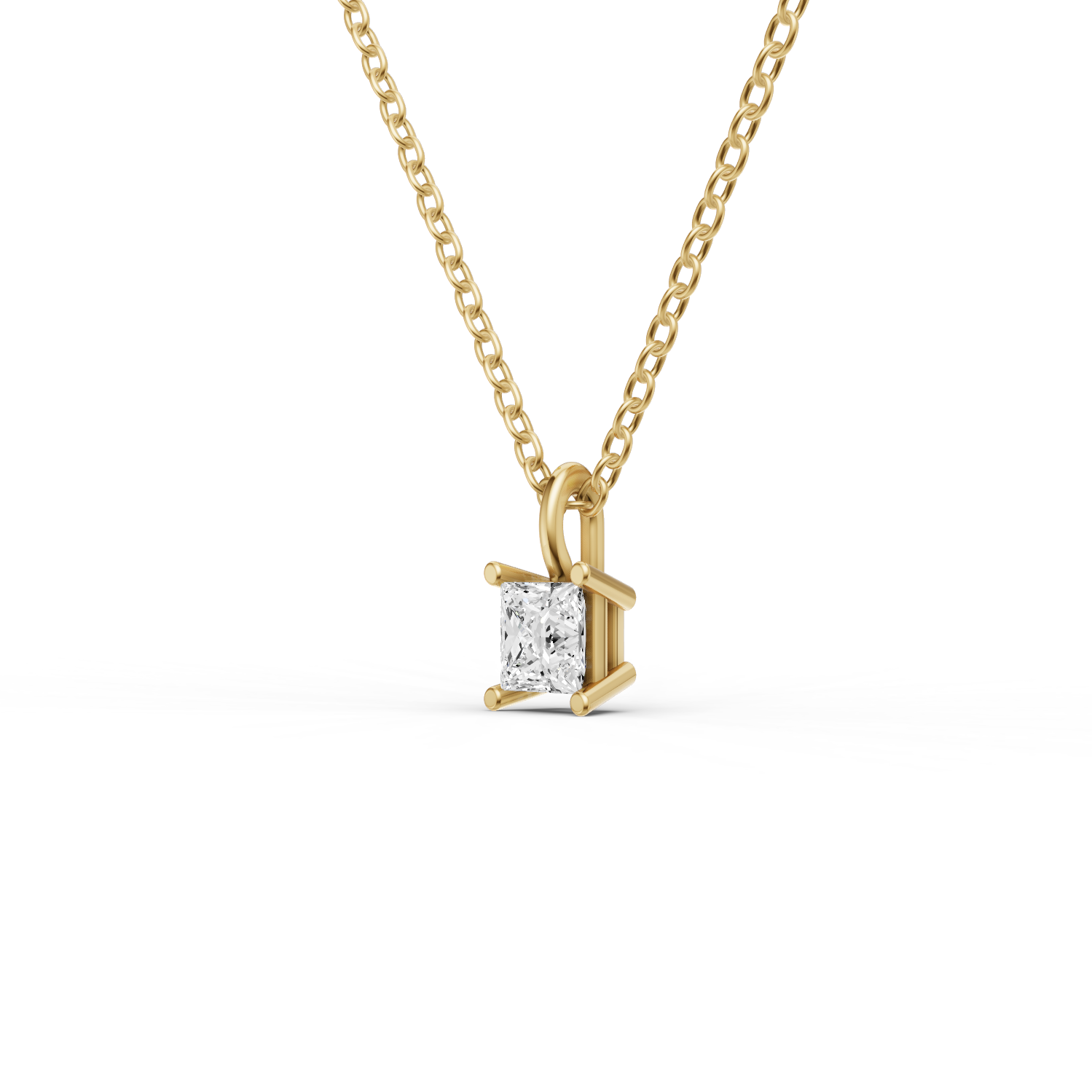 Lab Grown Princess Cut Diamond Solitaire Pendant with Bale lab-grown diamond ring IGI certified 14K gold