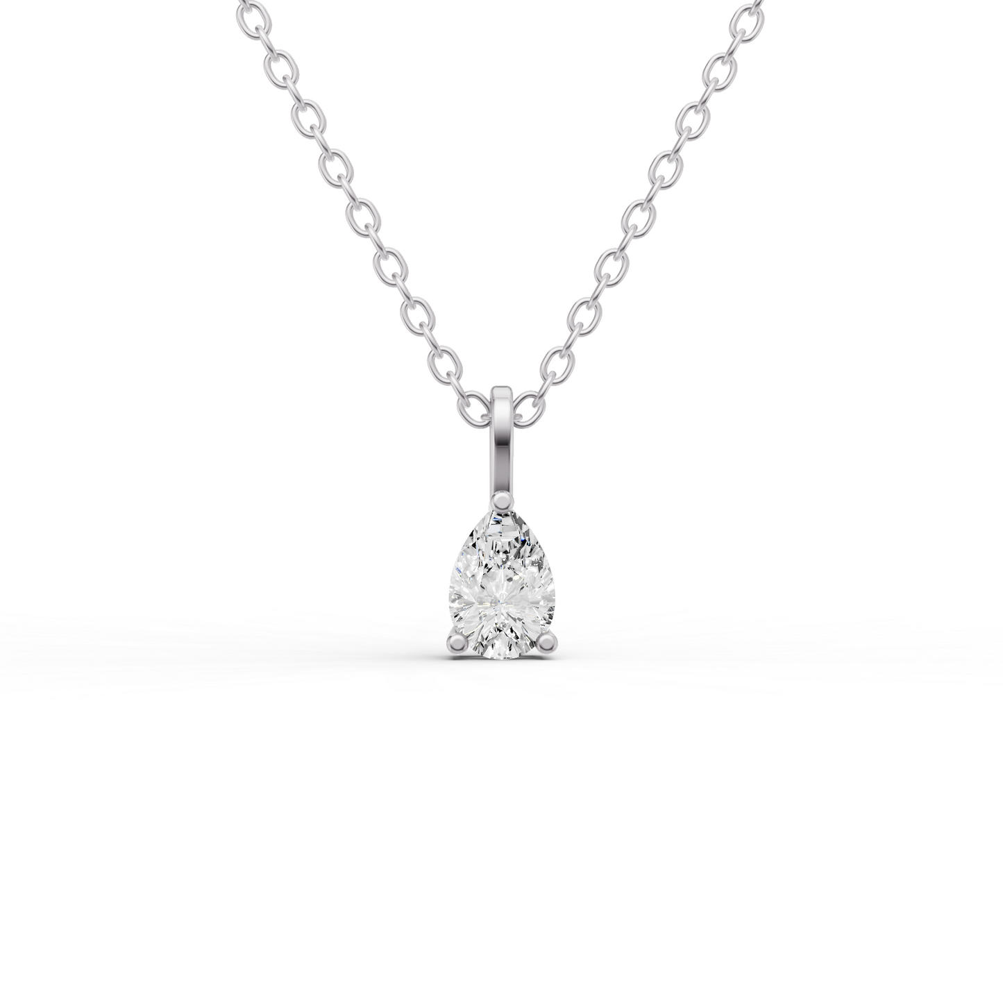 Lab Grown Pear Shape Diamond Solitaire Pendant — IGI Certified, 14K Gold