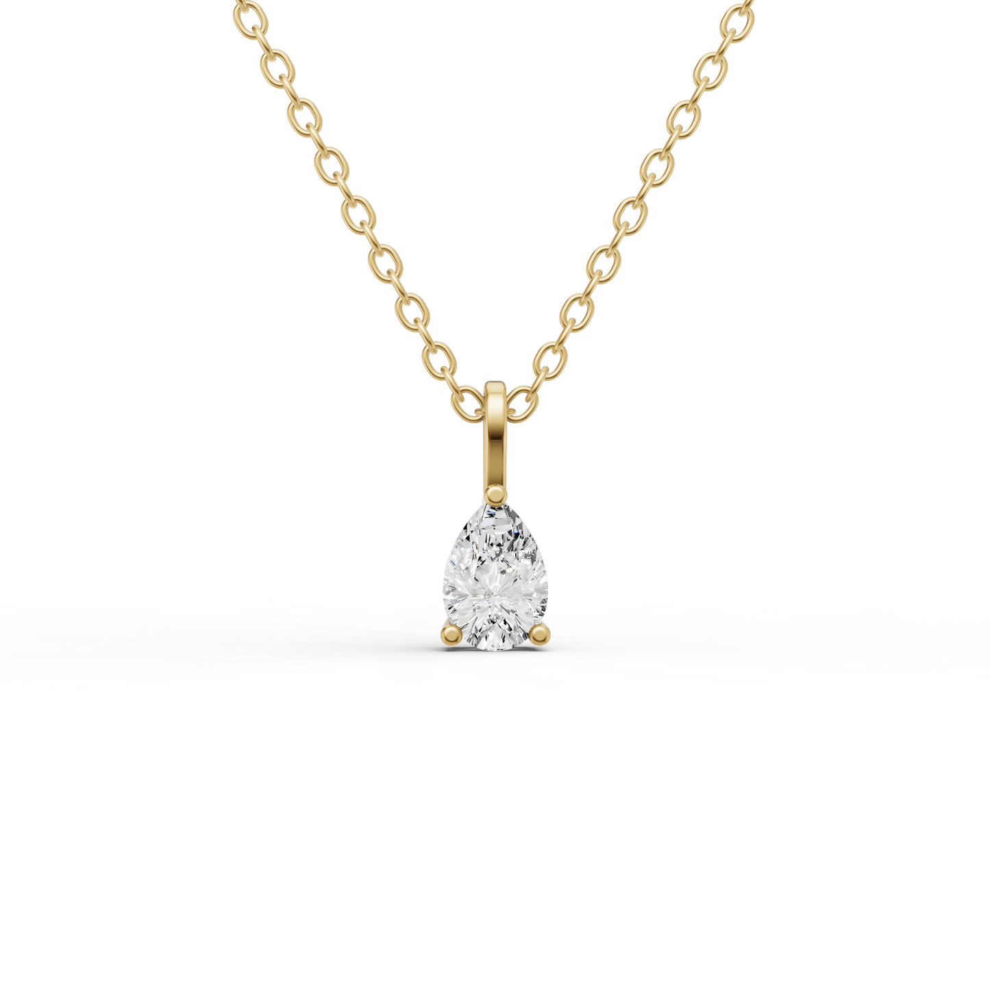 Lab Grown Pear Shape Diamond Solitaire Pendant — IGI Certified, 14K Gold