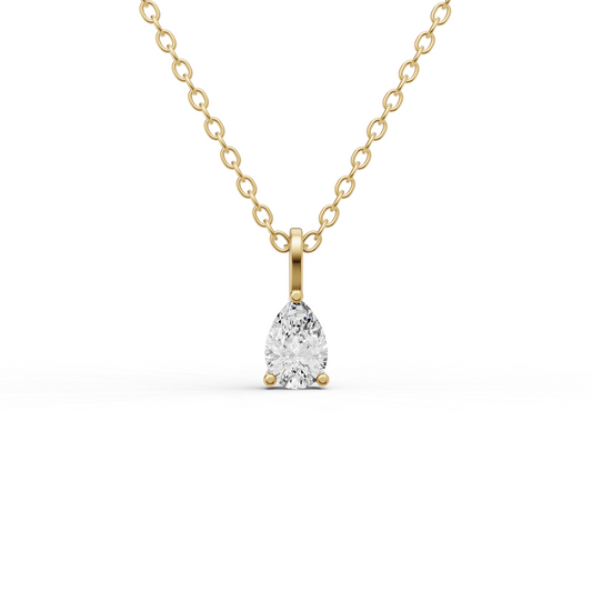 Lab Grown Pear Shape Diamond Solitaire Pendant — IGI Certified, 14K Gold lab-grown diamond ring IGI certified 14K gold
