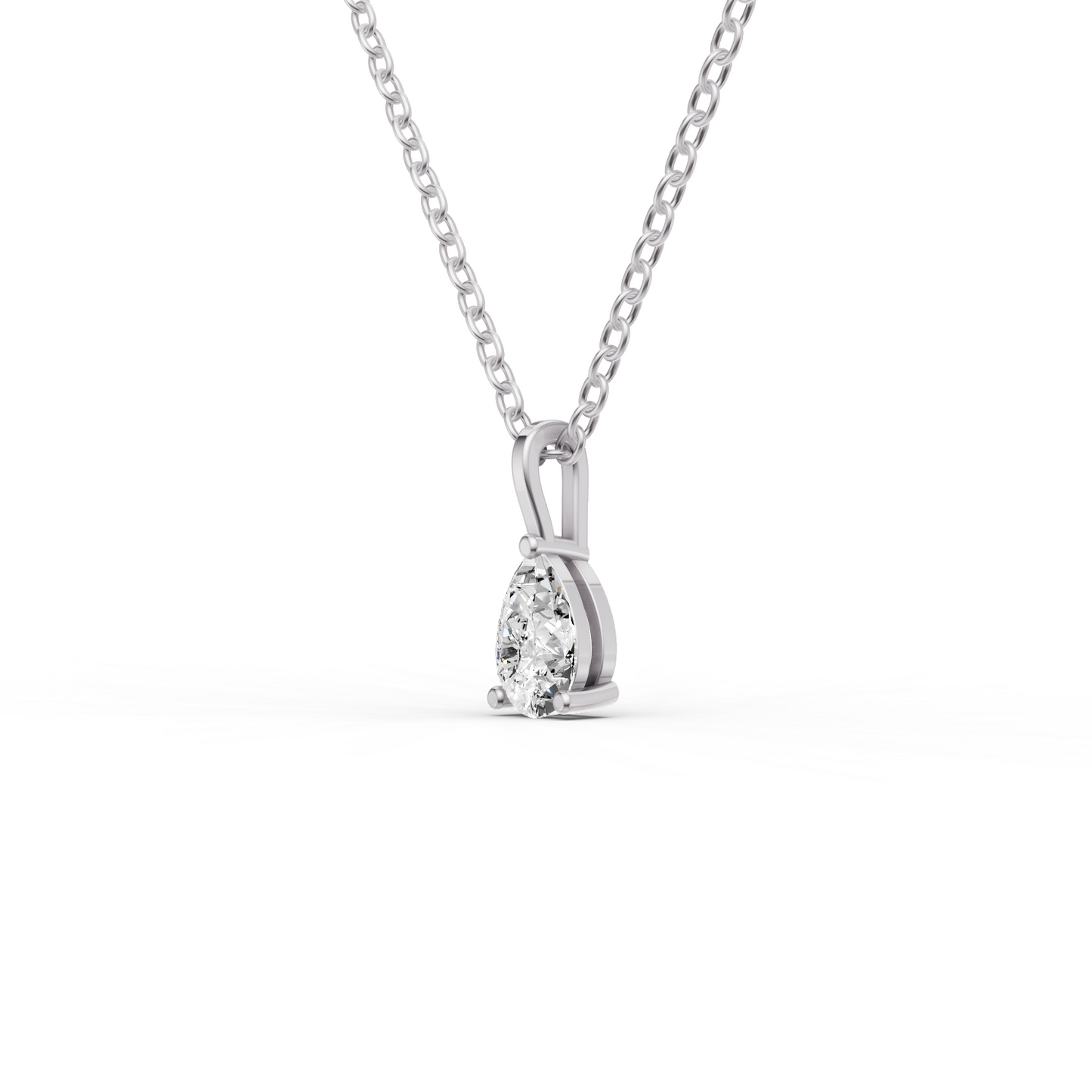 Lab Grown Pear Shape Diamond Solitaire Pendant — IGI Certified, 14K Gold