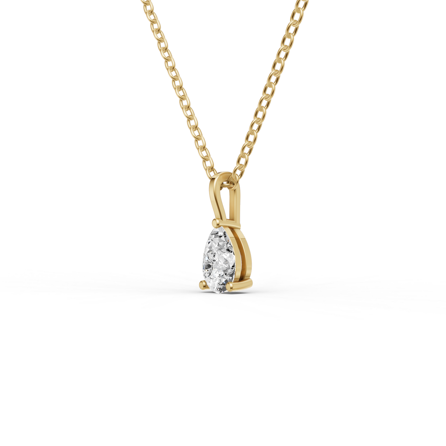Lab Grown Pear Shape Diamond Solitaire Pendant — IGI Certified, 14K Gold