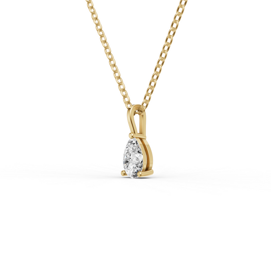 Lab Grown Pear Shape Diamond Solitaire Pendant — IGI Certified, 14K Gold lab-grown diamond ring IGI certified 14K gold